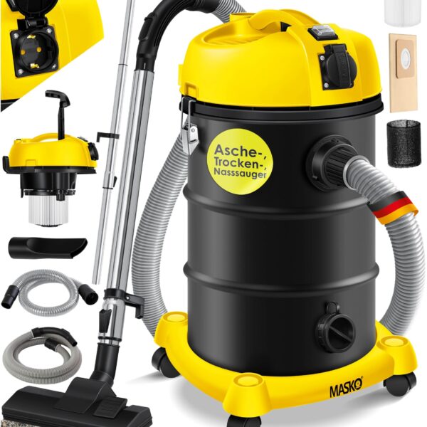 MASKO 6in1 Industrie-Nass-Trockensauger 2300W mit Blasfunktion & Push&Clean