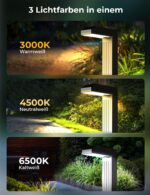 iseeway 6er-Set Solar-Wegeleuchten mit 3 Lichtfarben – 20 LEDs, IP65, bis 22h Leuchtdauer – Bild 2