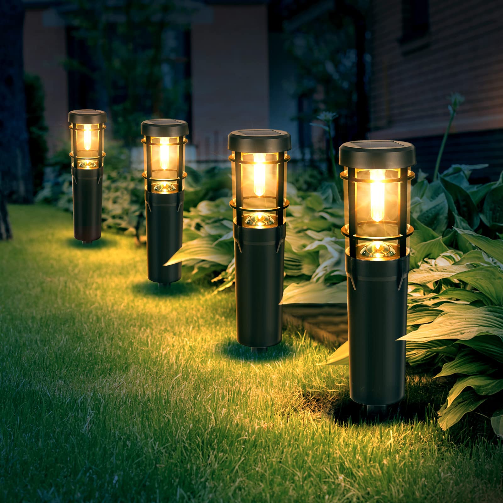 Czoele Solarleuchten für Aussen 4er Set – Warmweiss Gartenbeleuchtung mit 900mAh