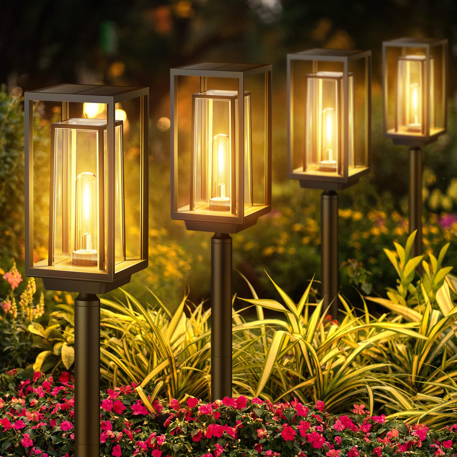 PUAIDA 4er-Set Solarleuchten für Außen – 18 Lumen, IP65 Wasserdicht, 14+ Stunden Laufzeit