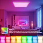BestLuz LED Deckenleuchte 42x42 cm, 24W RGBW – Dimmbar mit Fernbedienung & Backlight – Bild 3