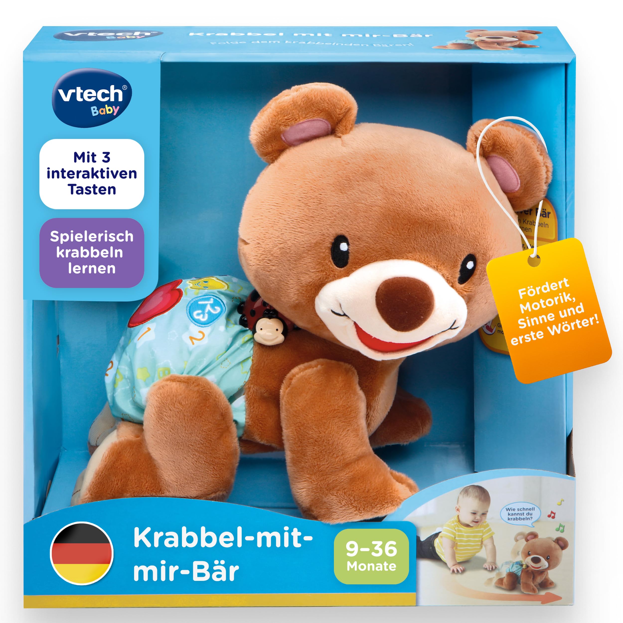 VTech Krabbel-mit-mir-Bär – Interaktive Krabbelhilfe für Babys ab 9 Monaten