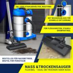 MASKO® Industriestaubsauger 2300W Nass-Trocken mit Push&Clean – Edelstahl Profi-Sauger – Bild 3