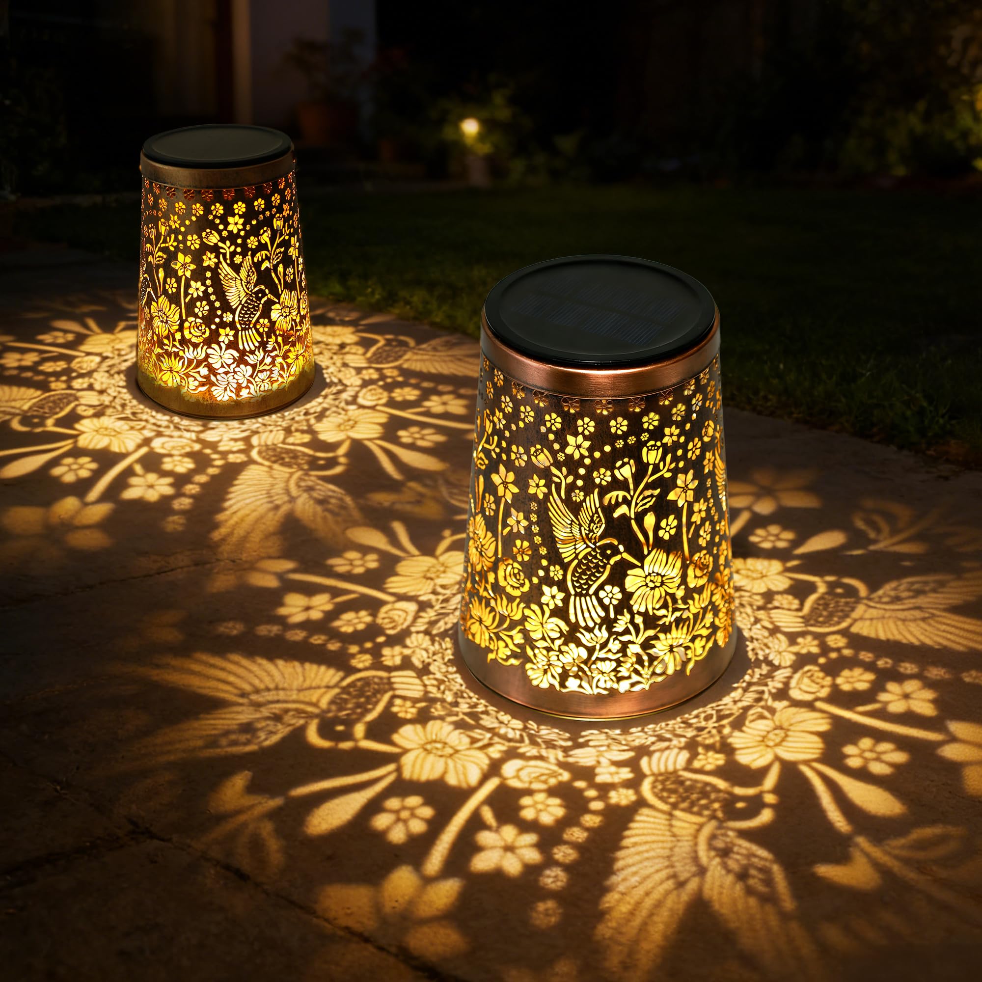 2er Set Foumteex Kolibri Solarlaterne – IP65 Wasserdicht, Hängend & Stehend für Garten