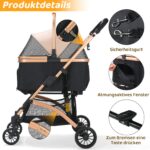 MAMIZO 3in1 Hundewagen mit Transportbox – Faltbarer Hundebuggy bis 20 kg für Hunde & Katzen – Bild 5