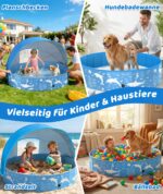 Instraella Hundepool 120x30 cm mit UV-Sonnendach – Faltbarer Planschbecken für Hunde & Kinder – Bild 6
