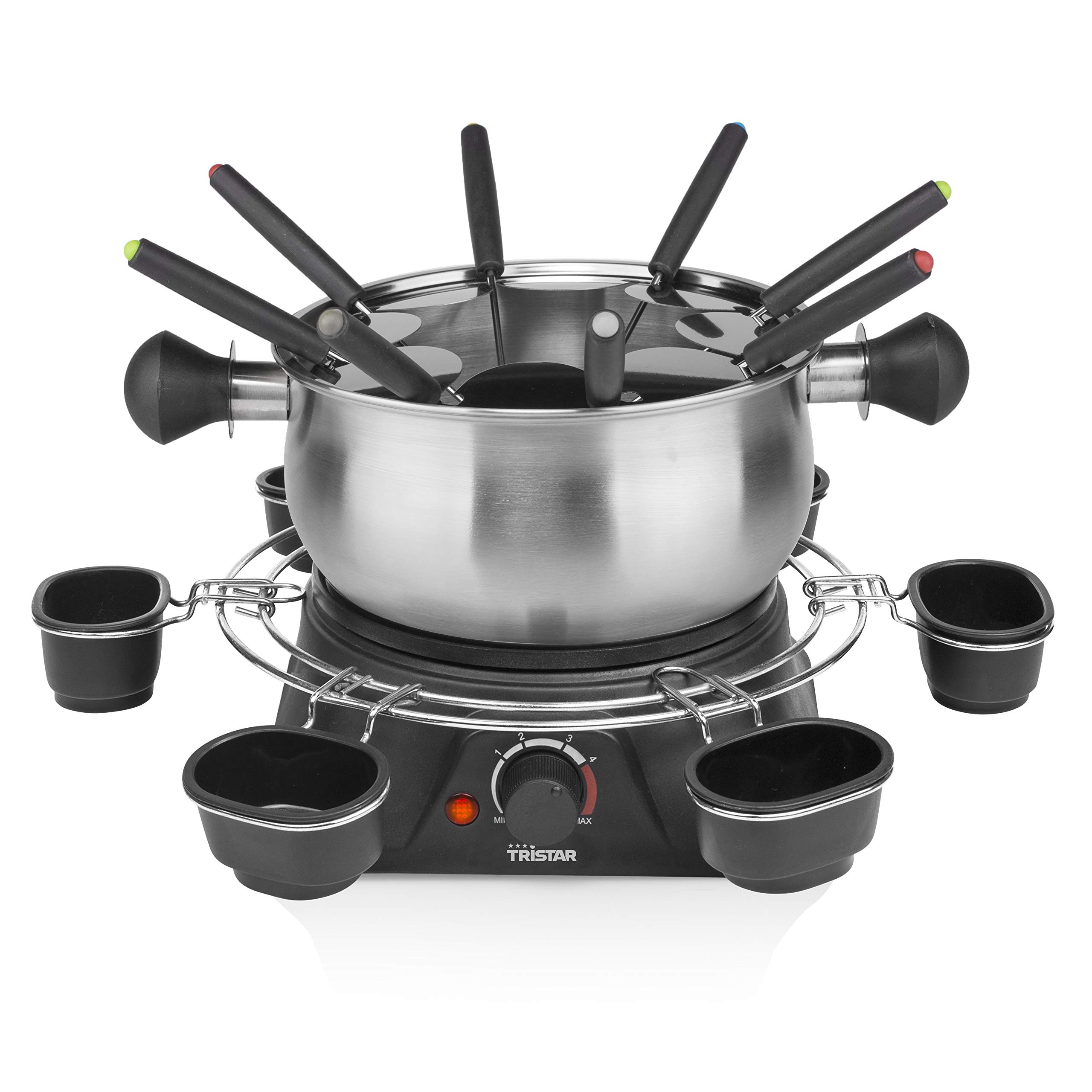 Tristar FO-1109 Fondue-Set 1400W – Edelstahl für 8 Personen mit Saucenring