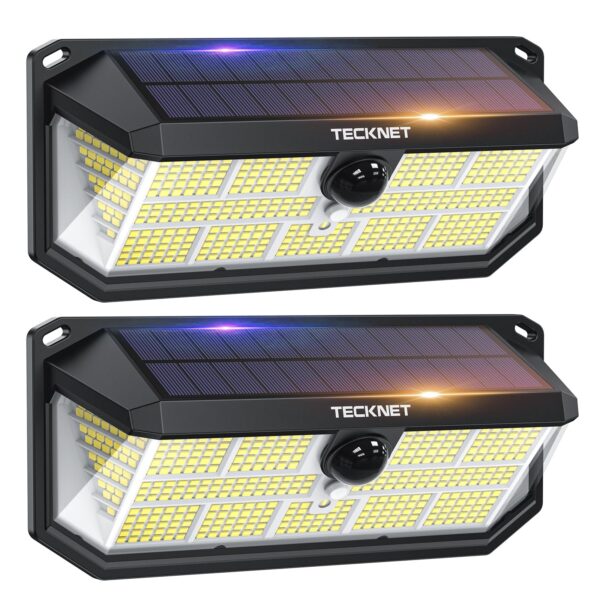 TECKNET 495 LED Solarleuchte mit Bewegungsmelder – 300° Aussenstrahler für Garten & Terrasse