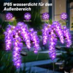 Ninonly Solarleuchten Garten 2er Set – Glyzinien mit lilassem LED-Licht für Außen – Bild 4