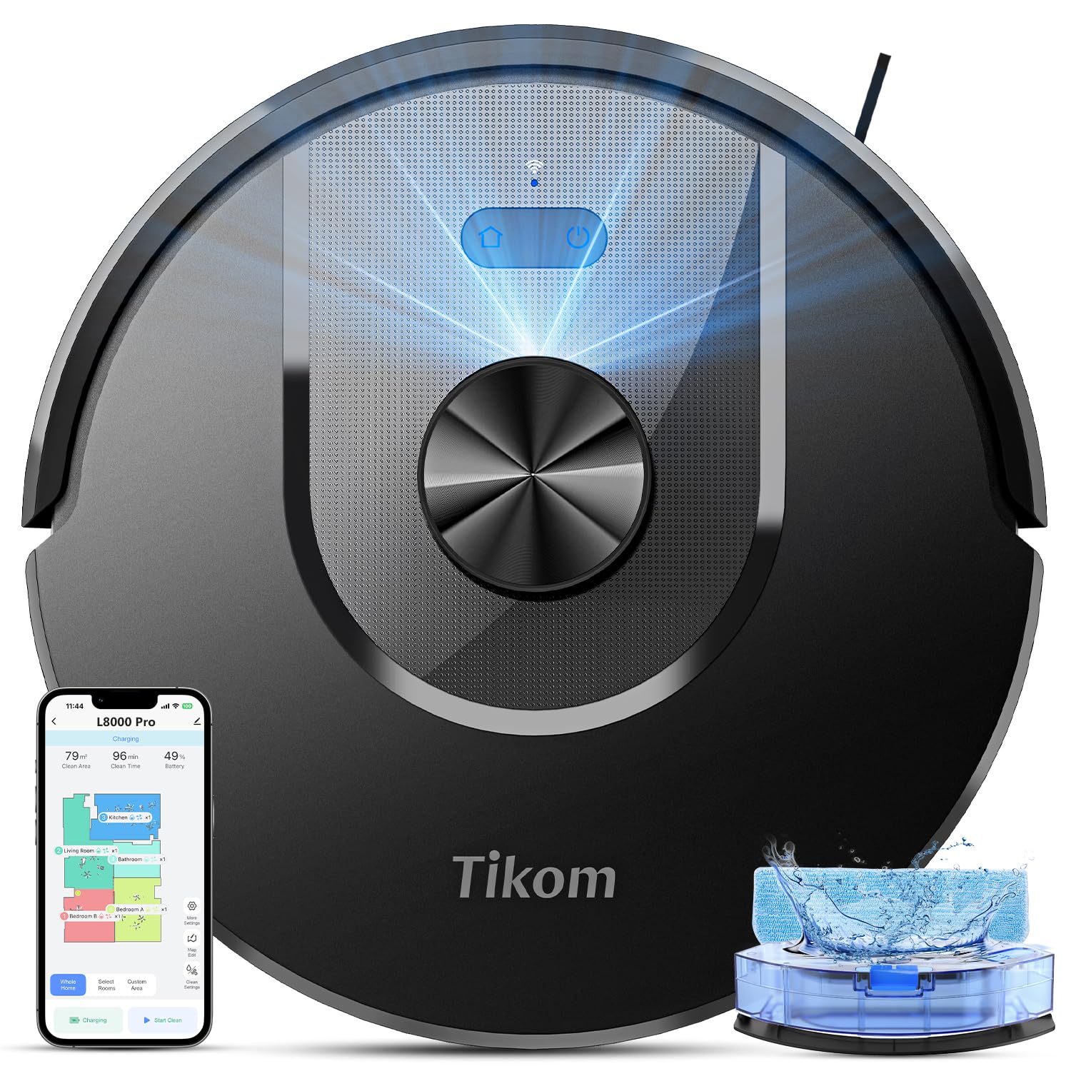 Tikom L8000 Pro Saugroboter mit Wischfunktion – 6000Pa LiDAR Navigation für Tierhaare