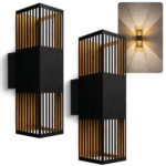 SSC-LUXon REVALO 2er Wandleuchte schwarz-gold – Up & Down LED Wandlampe IP65 warmweiss