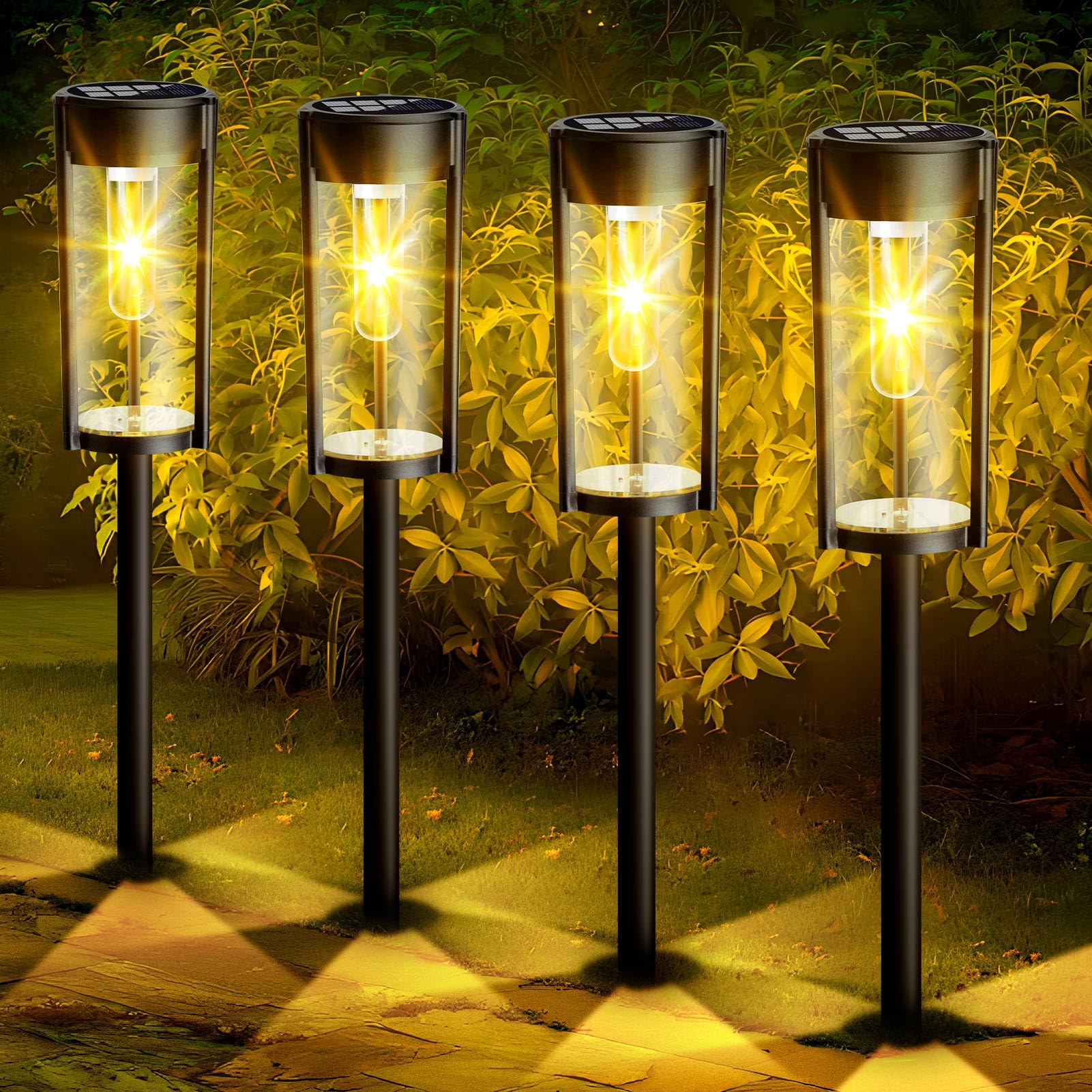 Nigecue 4er Set Vintage Solarleuchten – Warmweisses Gartenlicht mit 800mAh Akku & IP65