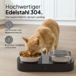 PRETTYPAW Erhöhter Katzennapf mit 2 Edelstahl-Schalen – Ergonomische Futterstation für Katzen – Bild 2