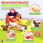 Toyzey Bauernhof-Spielset mit 6 Plüschtieren – Montessori Sensorik Spielzeug ab 6 Monaten – Bild 3