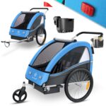 KESSER Sport-RX 2in1 Kinderfahrradanhänger & Buggy – 5-Punkt-Gurt & 360° Vorderrad für 1-2 Kinder – Bild 8