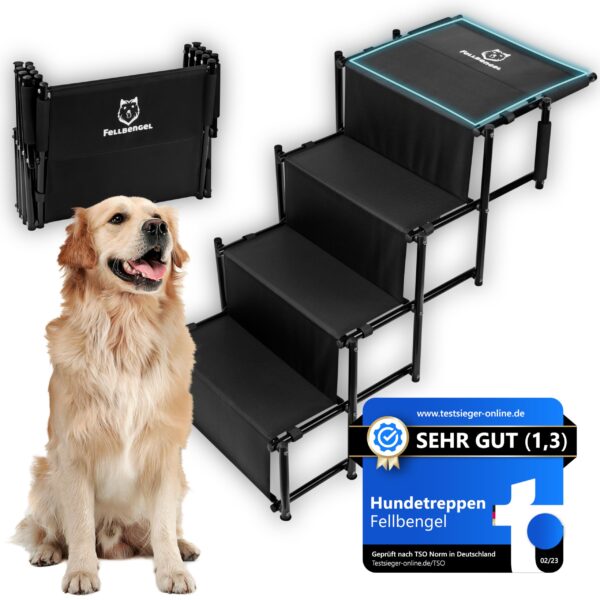Fellbengel Hundetreppe Auto klappbar mit EASYSTEP – Einstiegshilfe bis 60kg