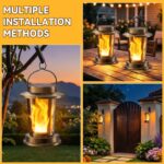 TuyLuxe Solar Laternen 2er-Set – Flammeneffekt Gartendeko IP65 wasserdicht Bronzefarbig – Bild 8