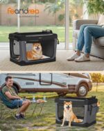 Feandrea Hundebox faltbar 76,2 cm – Transportbox für Mittelgrosse Hunde mit 4 Netztüren – Bild 2