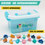 Faerly® Fädelspiel 60 Teile mit Aufbewahrungsbox – Montessori Motorikspielzeug ab 2 Jahren – Bild 6