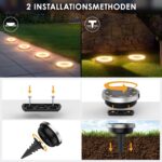 8er Set Solar Bodenleuchten 3000K Warmweiß – IP65 Wasserdicht für Garten & Gehweg – Bild 4