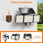 GEARLITE 4er Set Solarlampen mit Bewegungsmelder – 3500 LM LED Wandfluter IP65 für Garten & Garage – Bild 6