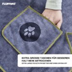 FLUFFINO Hundehandtuch 2er Set 120x70cm – Mikrofaser mit Handschlaufen für alle Hundegrösszen – Bild 3