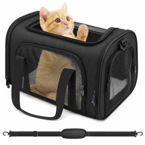 KOUHA Faltbare Haustiertransporttasche 45x30x30 cm – Flugtauglich für Katzen & Hunde bis 5kg