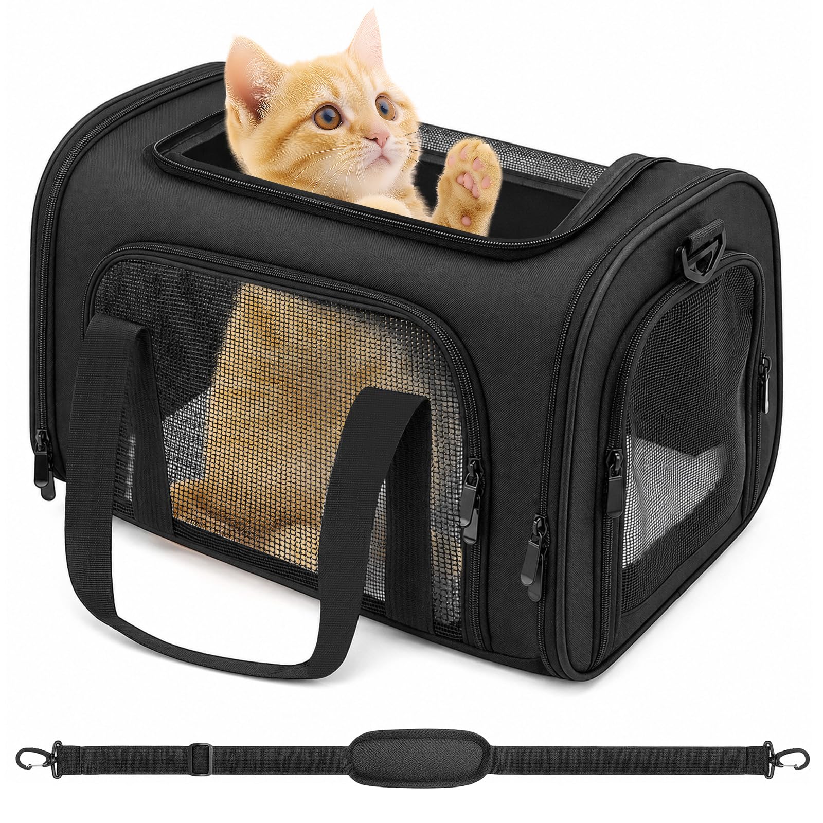 KOUHA Faltbare Haustiertransporttasche 45x30x30 cm – Flugtauglich für Katzen & Hunde bis 5kg