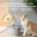 Veken 3,2 L Edelstahl Katzenbrunnen – Automatischer Trinkbrunnen mit Ultra-leiser Pumpe – Bild 3