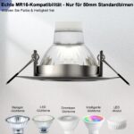 Wondlumi 6er Set GU10 Einbaustrahler 68-85mm Edelstahl gebürstet 360° schwenkbar – Bild 5