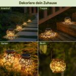 JOYCREATOR Solarlaterne 2er Set – IP65 Vintage LED Gartenleuchte Warmweiss für Aussen – Bild 4