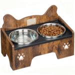 Hzuaneri Erhöhter Hundenapf 15cm – Doppel-Edelstahlnäpfe mit Spritzschutz für kleine & mittlere Hunde