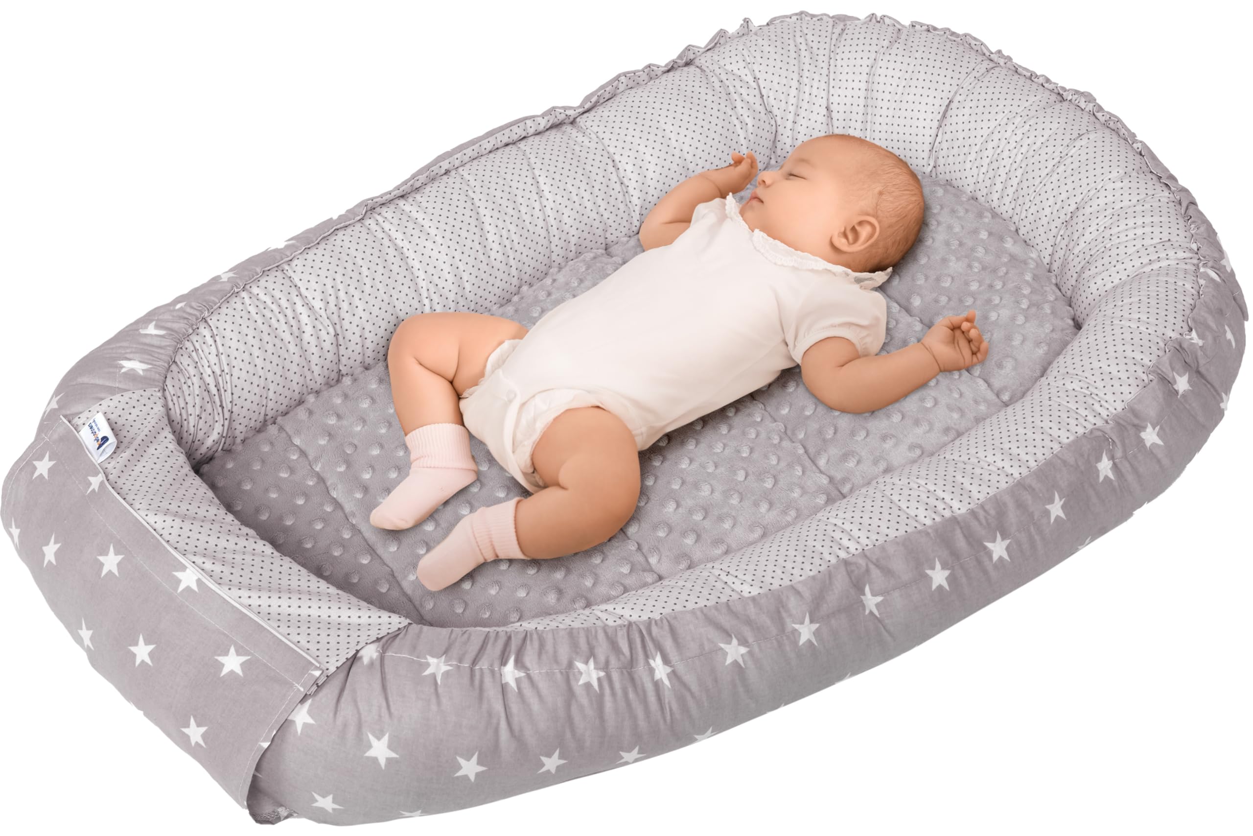 Medi Partners Babynest 100x60 cm – Kuschelnest aus Baumwolle & Minky für Neugeborene