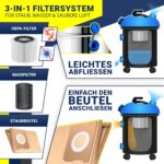 MASKO® Industriestaubsauger 2300W Nass-Trocken mit Push&Clean – Edelstahl Profi-Sauger – Bild 9