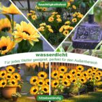 DooYard Solar-Sonnenblumen 4er Set mit 24 Blüten – LED Gartenstecker wasserdicht – Bild 6