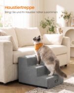 Feandrea Hundetreppe 3 Stufen mit Schaumstoff – Gelenkschonende Haustierrampe für kleine Hunde – Bild 3