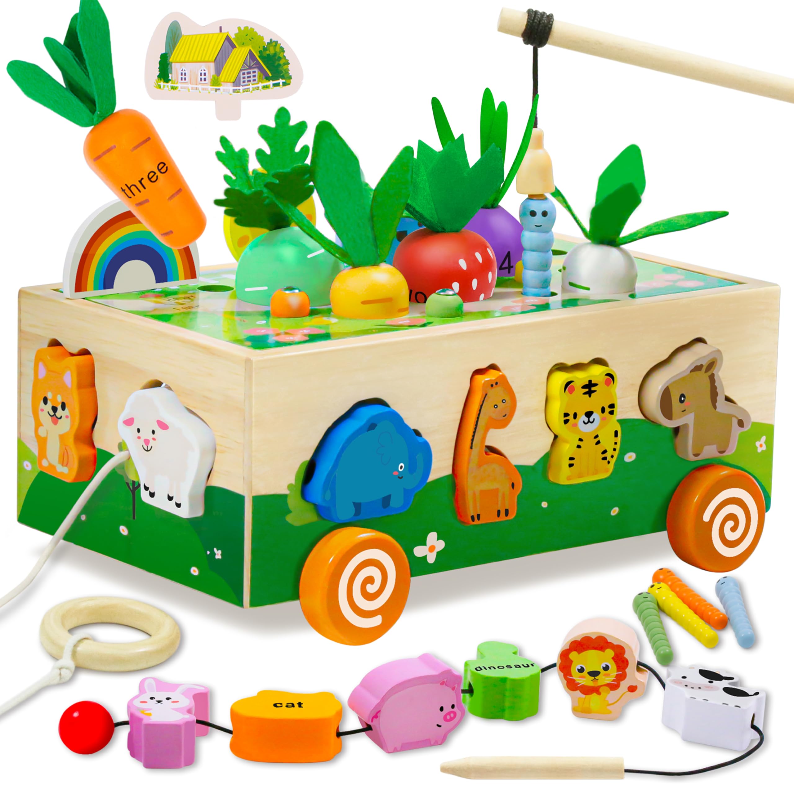 MutoToy 6-in-1 Montessori Holzspielzeug – Motorik & Lernspiel für 1–4 Jahre