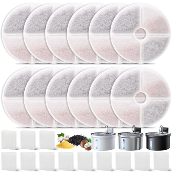 12er Set Ersatzfilter für FEELNEEDY 3,5L Katzenbrunnen FN-W08L/W08 – Vierfachfiltration