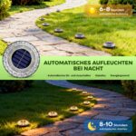 Shuniu 12er Set Solar Bodenleuchten mit 8 LEDs – IP65 Warmweiss Gartenbeleuchtung – Bild 2