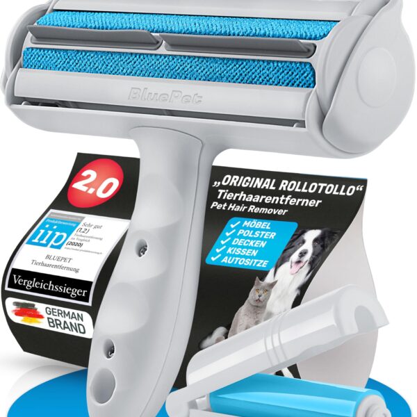 BluePet Tierhaarentferner wiederverwendbar mit Mini Fusselrolle – nachhaltig & waschbar