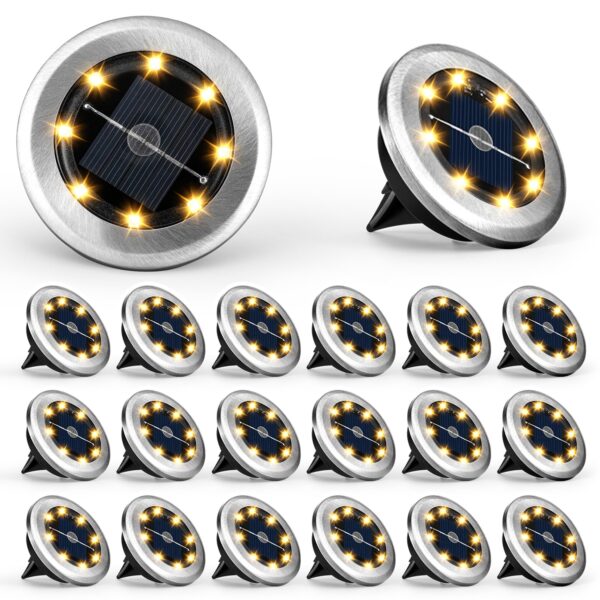 Solpex Solar Bodenleuchten 20er Set – Warmweiss LED Gartenbeleuchtung IP65 Wasserdicht