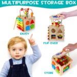 HELLOWOOD Motorikwürfel 8-in-1 aus Gummiholz – Montessori Lernspielzeug ab 1 Jahr – Bild 4