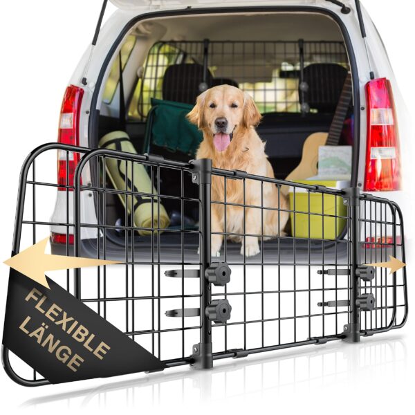 HELDENWERK® Hundegitter Auto Universal Kofferraum – Stufenlos verstellbar, werkzeuglose Montage
