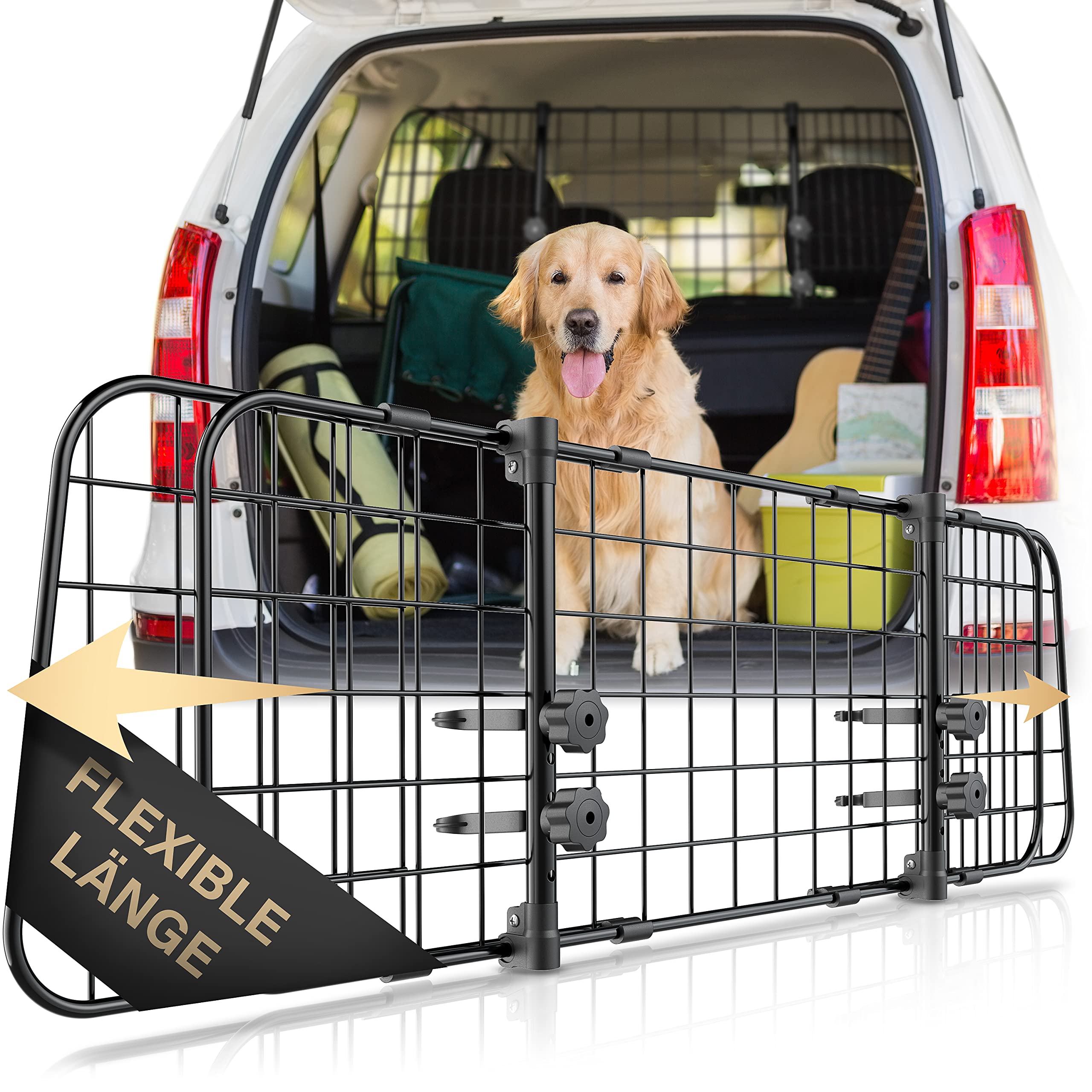 HELDENWERK® Hundegitter Auto Universal Kofferraum – Stufenlos verstellbar, werkzeuglose Montage