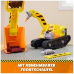 Rubble & Crew – 35 cm 2-in-1 Bagger & Planierraupe mit 4 Werkzeugen & Figur – Bild 7