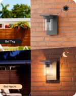 EDISHINE Außenwandleuchte E27 IP44 – Anthrazit Aluminiumgehäuse für Haustür & Garage – Bild 5