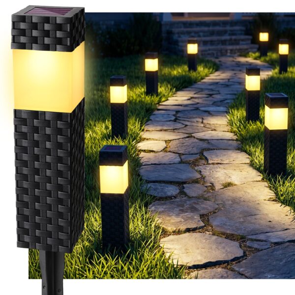 Joomer 8er Set Solarleuchten Quadrat Warmweiss – Wasserdichte Gartenbeleuchtung mit Dämmerungssensor