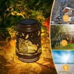 Qoosea Solar-Gartenlaterne Eule – Wasserdichte Deko-Leuchte mit Musterprojektion für Aussen – Bild 3