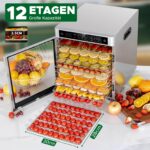 Kwasyo Dörrautomat 12 Etagen Edelstahl – 800W mit 6 Voreinstellungen & 24h Timer – Bild 2