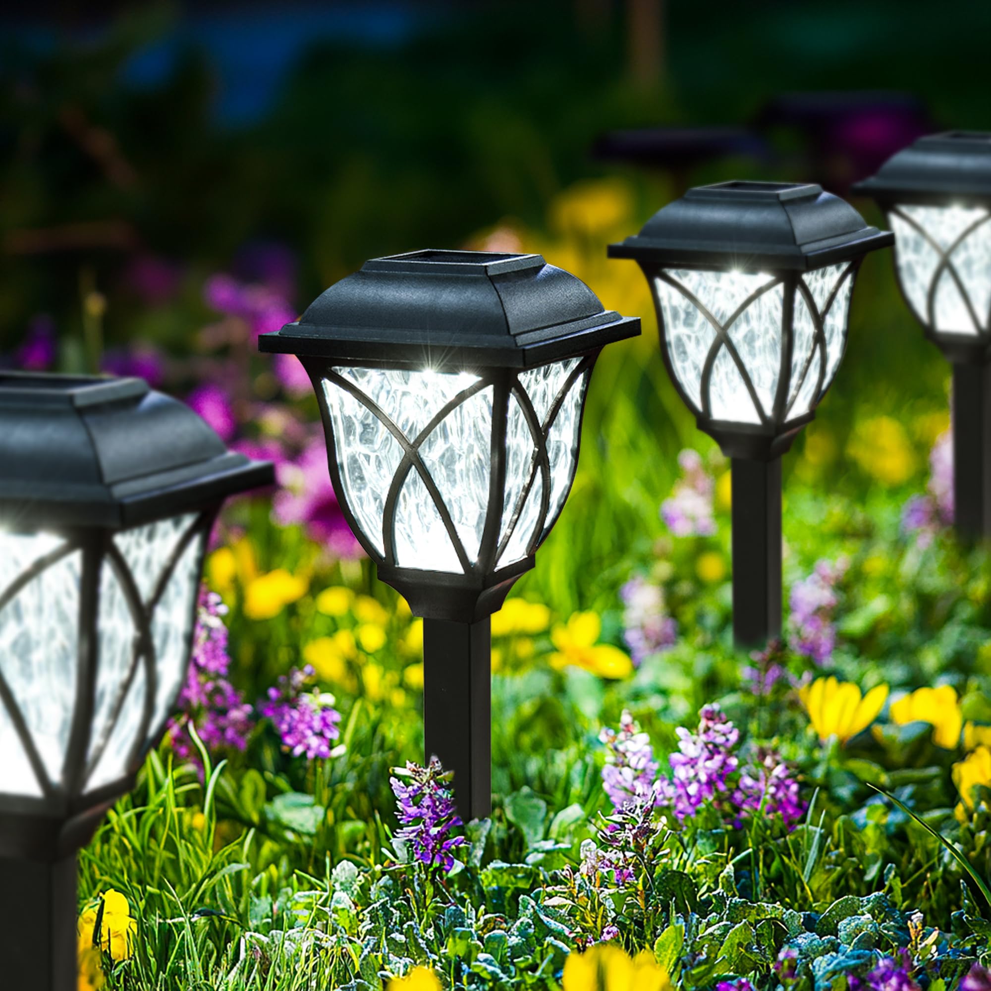 GIGALUMI 6er Set Solar Gartenleuchten – Warmweisses LED Licht mit Wellenmuster für Aussen